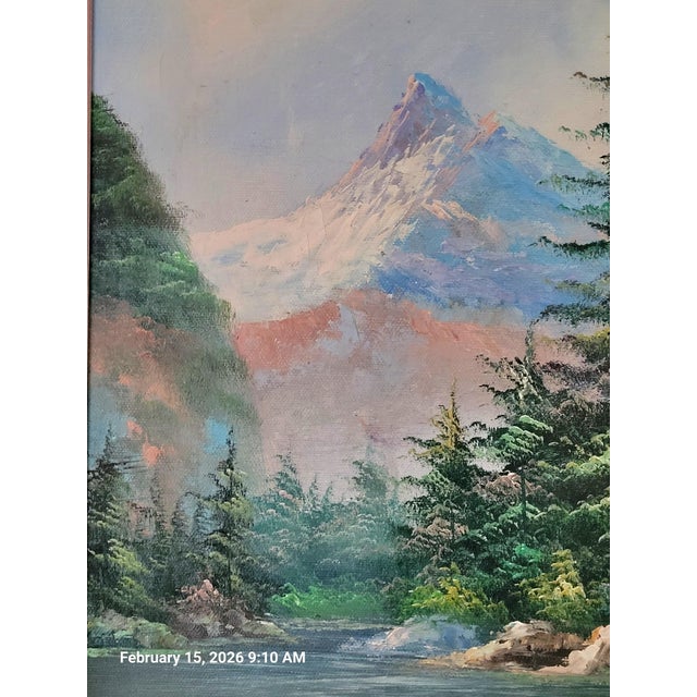 Vintage Alpine Landscape – Original Framed Oil Painting by E. Dveak For Sale - Image 9 of 10