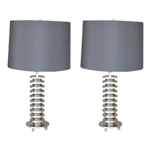 Pair of Brass Lamps in the Manner of Donald Deskey