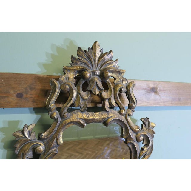 Gold Small Baroque Style Gilt Wall Mirror, 1890s For Sale - Image 8 of 9