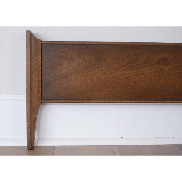 Wood Mid Century Broyhill Brasilia Walnut Headboard & Footboard Queen Size For Sale - Image 7 of 9