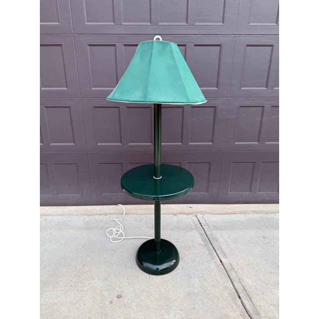 Vintage Olympia Lighting Products floor lamp in a rich dark green with a matching removable washable green shade and a...