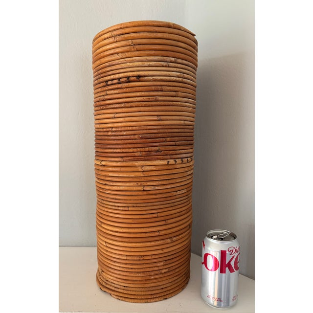 Mid-Century Modern Vintage Italian Rattan Umbrella Stand 1960's Boho Pencil Reed Mid Century Modern For Sale - Image 3 of 3