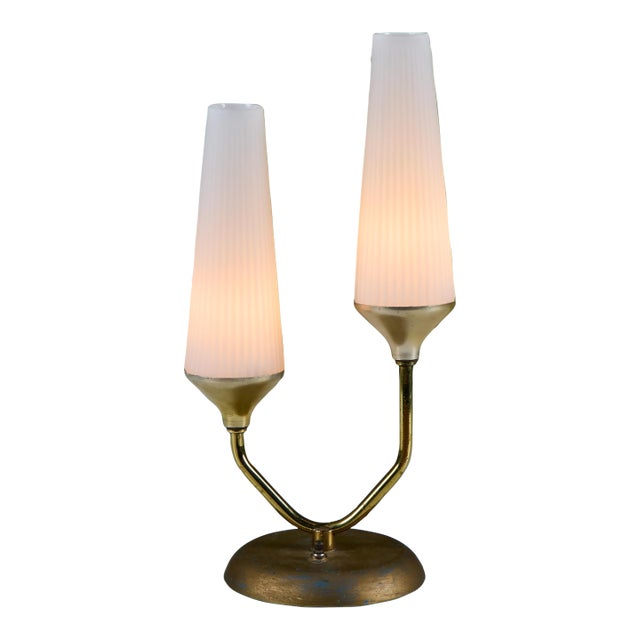 Petite Milk Glass Table Lamp With Pedestal Base For Sale