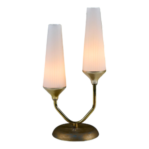 Petite Milk Glass Table Lamp With Pedestal Base