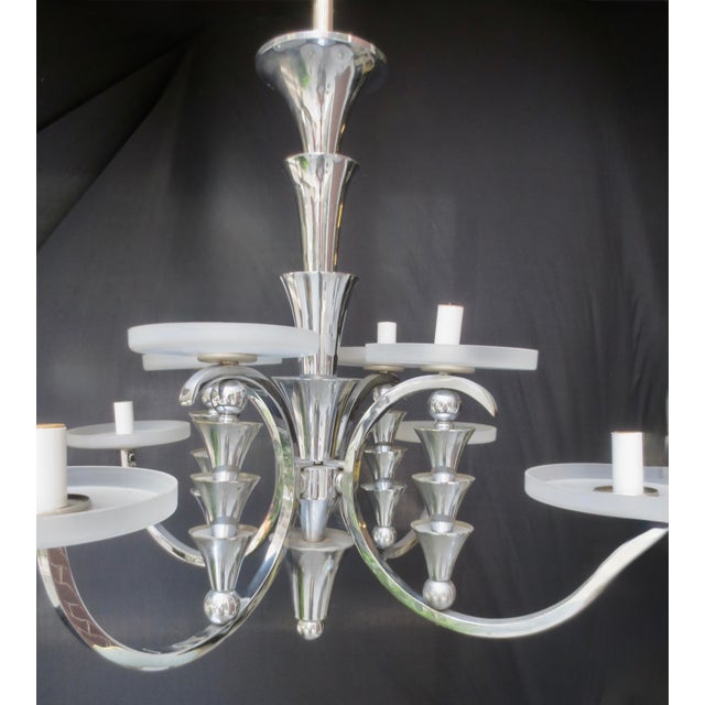 Vintage Arts Deco 8 Light Chrome Chandelier For Sale - Image 4 of 15