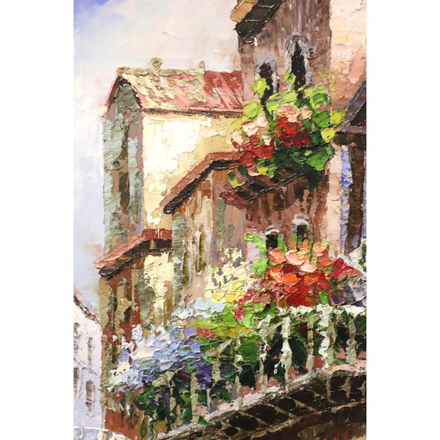 Mid 20th Century Original Oil Impasto Painting on Canvas - Venetian Scene - Signed For Sale - Image 9 of 13