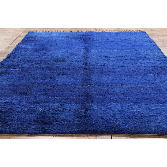 Vintage Blue Beni Mrirt Moroccan Rug - 06'01 X 09'03 For Sale - Image 9 of 10