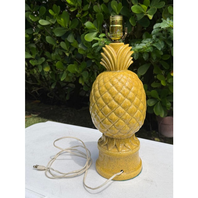 Ceramic Vintage Glazed Ceramic Pineapple Form Table Lamp For Sale - Image 7 of 12