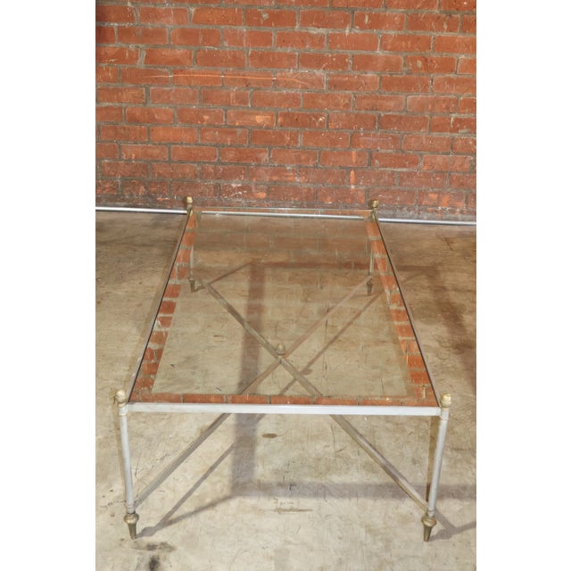 A Steel & Brass Coffee Table by Maison Jansen, France, 1950s For Sale - Image 13 of 13