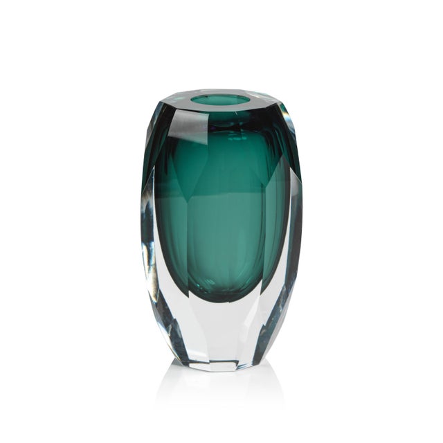 Albi Emerald Cut Glass Vase, 6.5" For Sale - Image 4 of 4