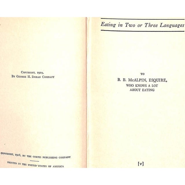 COBB, Irvin Shrewsbury [64] pp. George H. Doran Company 1919 7 3/4" x 5 1/4" Eating in Two or Three Languages On my way...