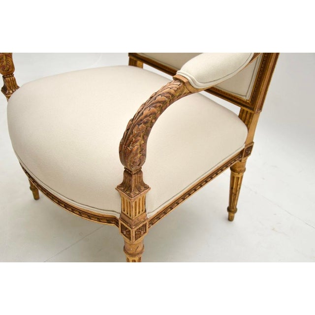 Antique French Carved Giltwood Armchair, 1860s For Sale - Image 10 of 11