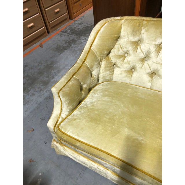 Hollywood Regency Gold Velvet Tufted Sofa Chairish
