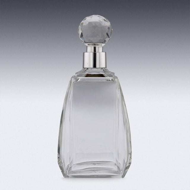 20th Century English Solid Silver & Glass Spirit Decanter from Mappin & Webb, 1929s For Sale - Image 4 of 18