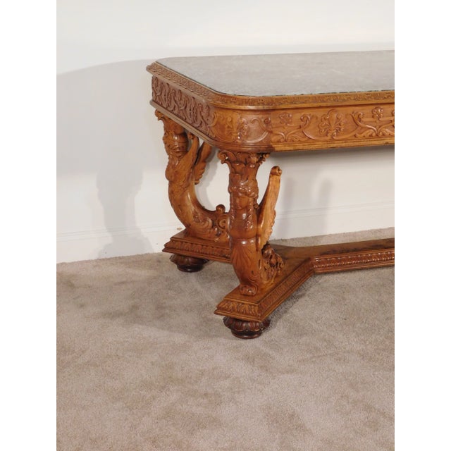 1870s R J Horner 80s Monumental Carved Burl Walnut Console Table For Sale - Image 12 of 13