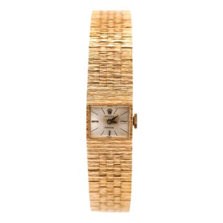 1960s Vintage Rolex Precision Manual Wind 18k Gold Vintage Ladies Watch For Sale