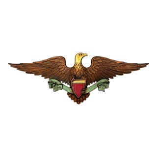 1960s Vintage Sexton Cast Metal American Eagle & Shield Wall Plaque For Sale