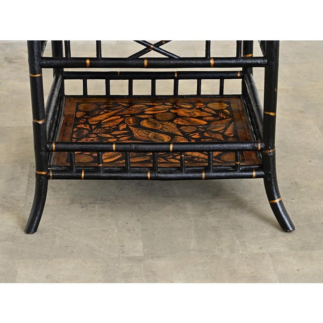 Victorian Late 19th Century English Faux Bamboo Low Table with Recent Paint & Decoupage For Sale - Image 3 of 11