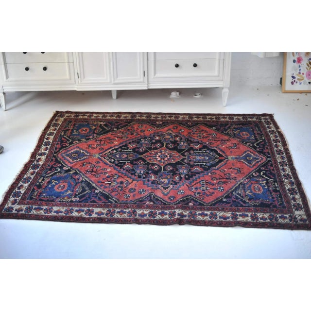 Blush 1940s Leon Tribal Square Rug, 4.8 x 5.9 For Sale - Image 8 of 11
