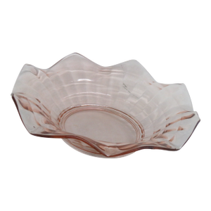 Pink Depression Glass Ruffle Rim Large Bowl 4378b