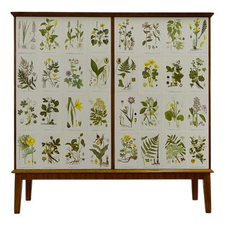 Swedish Modern Flora Cabinet with Illustrations by C.A.M Lindman, 1940s For Sale