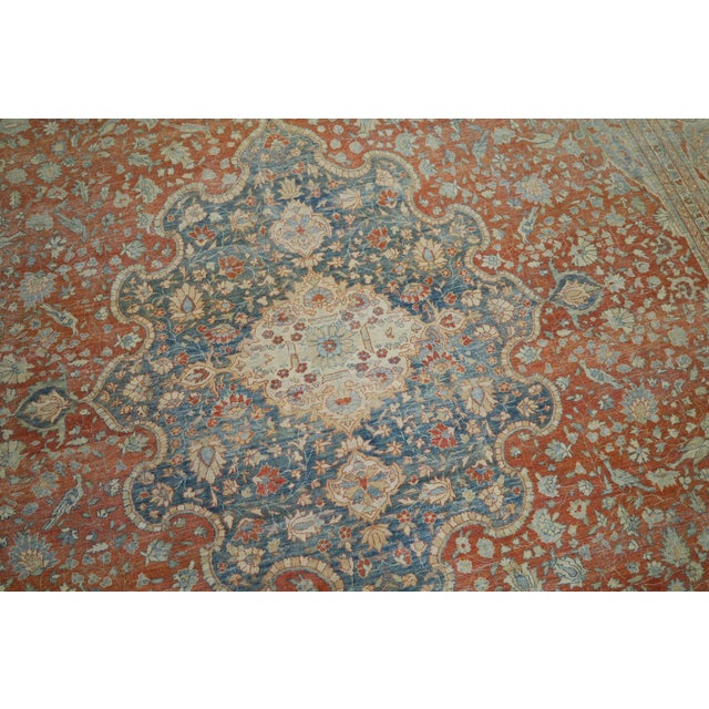 Persian Zabihi Collection 19th Century Antique Mohtasham Kashan Room size Rug For Sale - Image 3 of 12