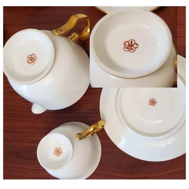Ceramic Japanese Okura Oac Espresso Tea Set Cups Sugar Creamer - 18 PCS For Sale - Image 7 of 8