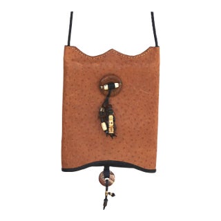 Vintage 1970s Ostrich Gem Tassels Crossbody Bag For Sale