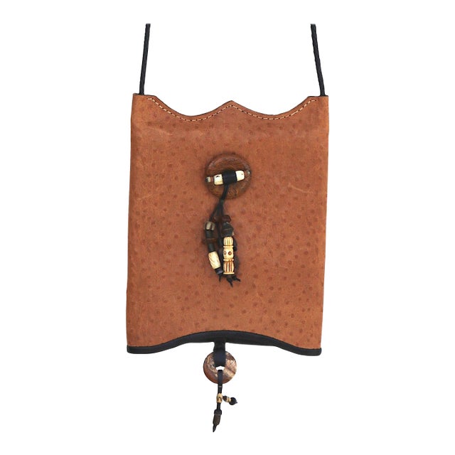 Vintage 1970s Ostrich Gem Tassels Crossbody Bag For Sale
