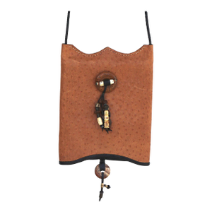 Vintage 1970s Ostrich Gem Tassels Crossbody Bag