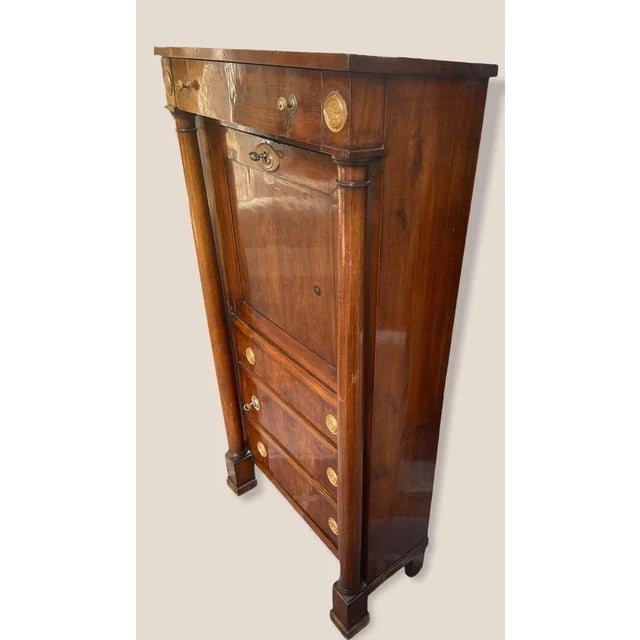 Antique Empire Style Secretary Desk with Flap, 19th Century For Sale - Image 5 of 9