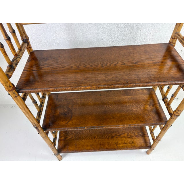 Antique Handcrafted Bamboo and Oak Etagere For Sale - Image 4 of 12
