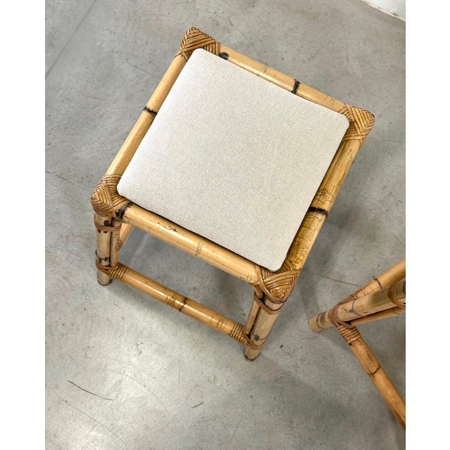 Vintage Bamboo Bar Stools, 1970s, Set of 2 For Sale - Image 4 of 10