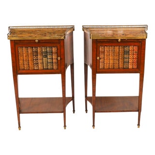 Antique French Walnut and Tulipwood Bedside Cabinets, 1900s, Set of 2 For Sale
