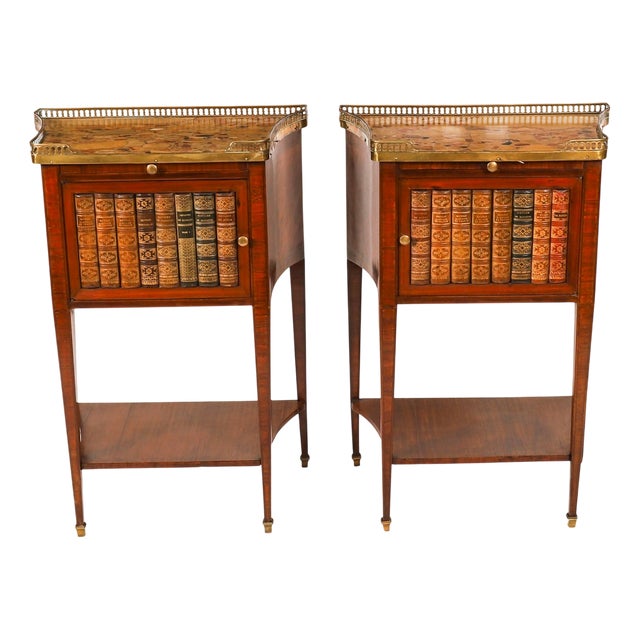 Antique French Walnut and Tulipwood Bedside Cabinets, 1900s, Set of 2 For Sale
