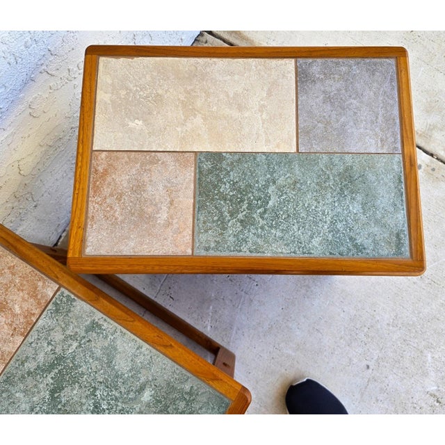 1970s Vintage Mobelfabrikken Toften Danish MCM Solid Teak & Tile Coffee & Side Table For Sale - Image 5 of 12