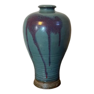 Chinese Meiping Porcelain Vase for Displaying Prunus or Plum Flower Branches Jun Kiln With Flambe Drip Glaze