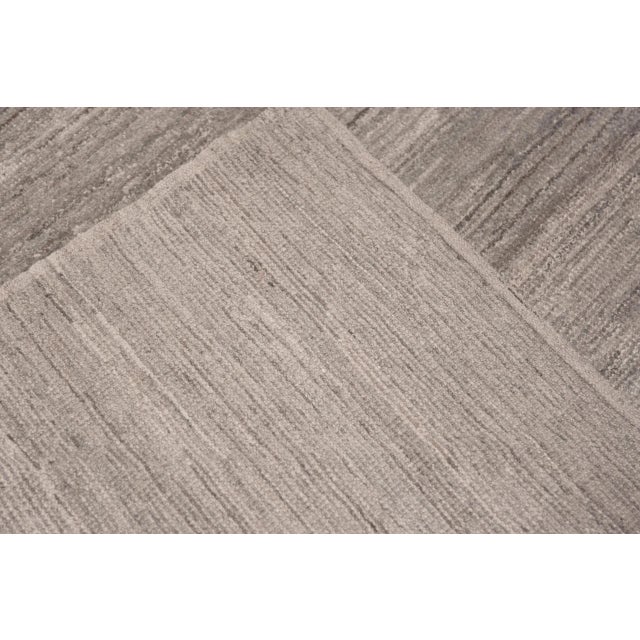Trendy Gray Cream Minimalist Decorative Modern Area Rug, Country of Origin: Central Asia, Circa date: Modern Rugs