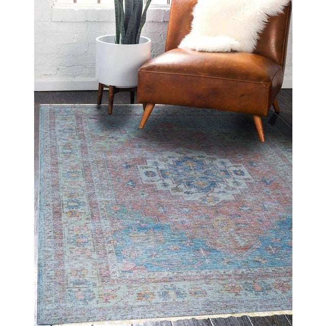 9x12 Coral Handwoven Wool Faded Medallion Motif Classic Traditional Carpet Rug For Sale In New York - Image 6 of 8