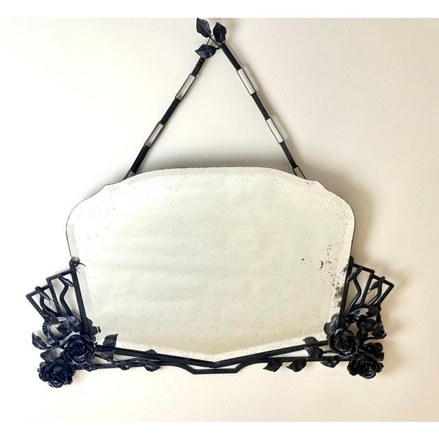 1930s Art Deco French Wrought Iron Mirror in the Manner of Zadounaïsky, 1930s For Sale - Image 5 of 18