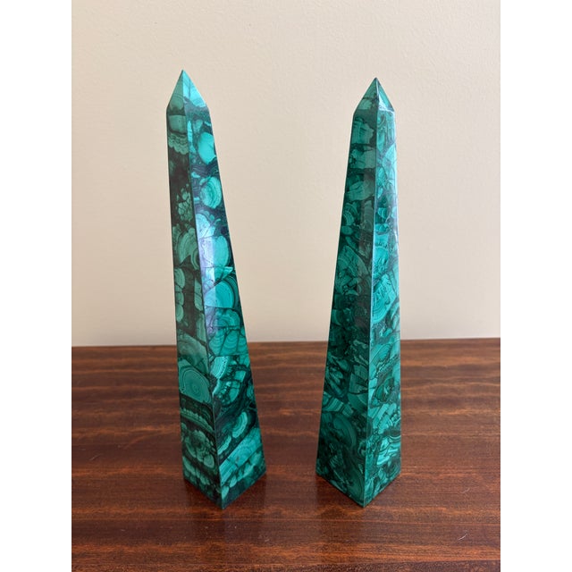 Neoclassical Grand Tour Malachite Obelisks, Pair For Sale - Image 4 of 10