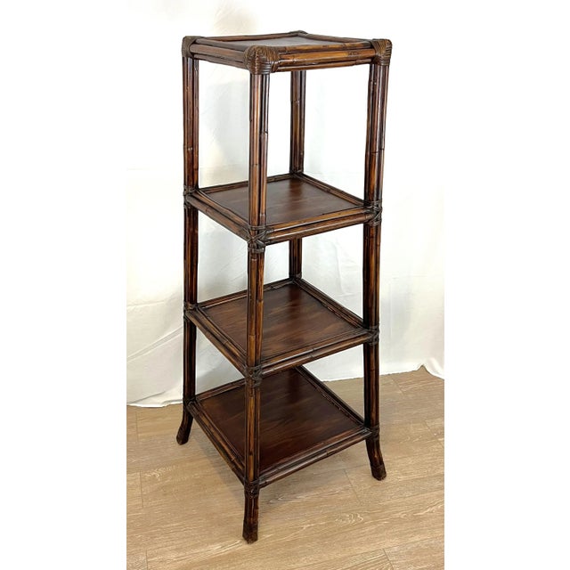 Vintage Bamboo Tiered Pagoda Étagère For Sale In West Palm - Image 6 of 12