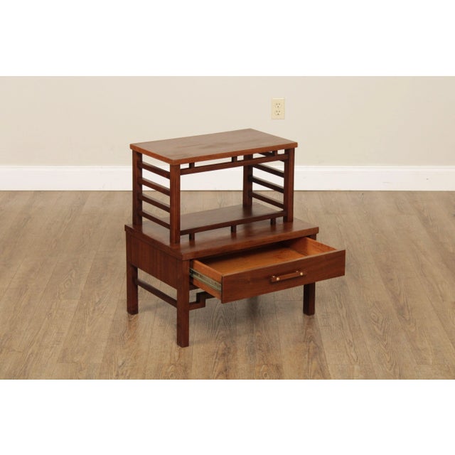 Vintage Mid-Century Modern Walnut Asian Inspired Nightstands - A Pair For Sale - Image 4 of 13