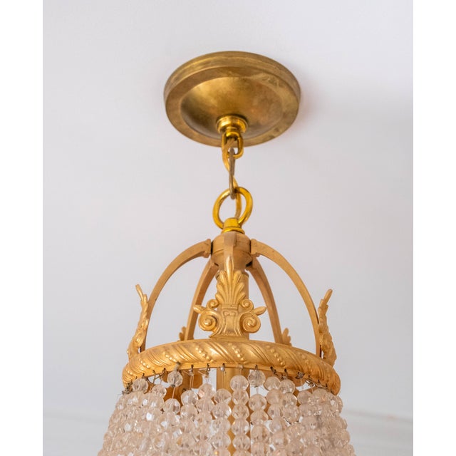 Traditional Vintage French Empire Bronze & Crystal Early 20th Century Chandelier For Sale - Image 3 of 9