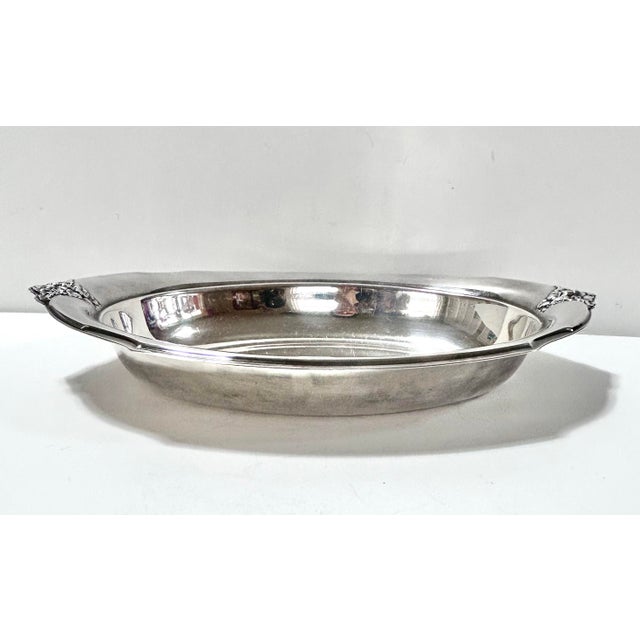 Vintage Silver Plate Oval Serving Tray With Floral Handles – Art Deco Revival Barware by Wilcox For Sale - Image 10 of 12