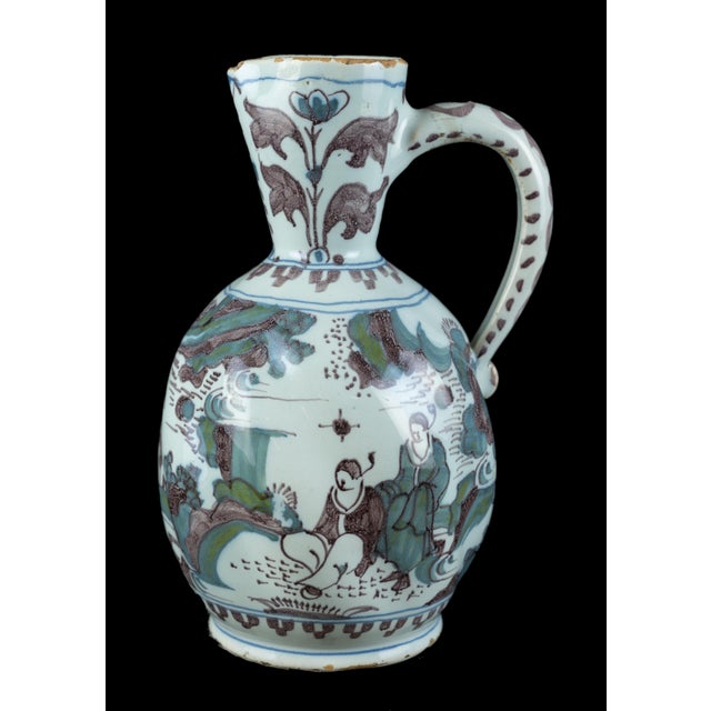 Polychrome Chinoiserie Wine Jug with Turned Body from Delft, 1680s For Sale - Image 10 of 10