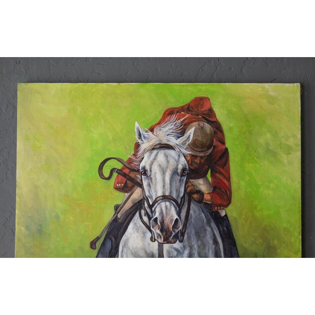 Wood British Equestrian Horse Race or Fox Hunt Painting by Sheila Somersville For Sale - Image 7 of 12