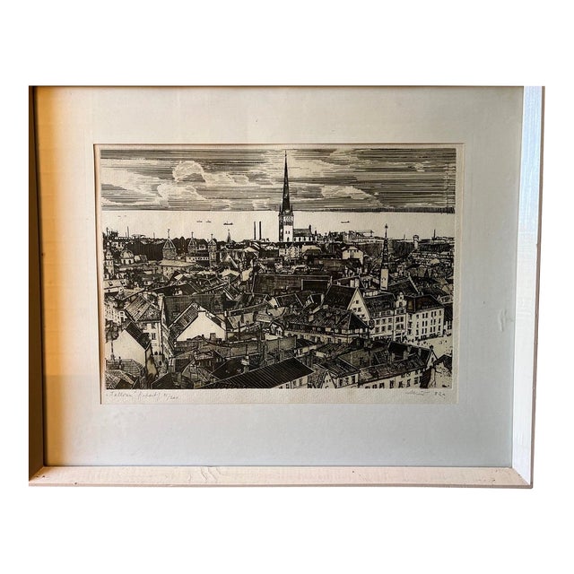 Vintage 1982 Etching of Tallinn, Estonia, Limited Edition 91/200" For Sale