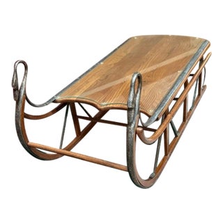 Sleigh Swan Coffee Table With Glass Top For Sale