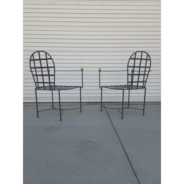 1970s Pair of Wrought Iron Patio Armchairs Attributed to Mario Papperzini For Sale - Image 5 of 17